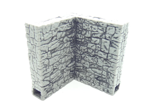 Wizkids 4D WarLock Tiles - Dungeon Full Height Walls set - 2” Stone Full Height Stone Inside Corner Walls