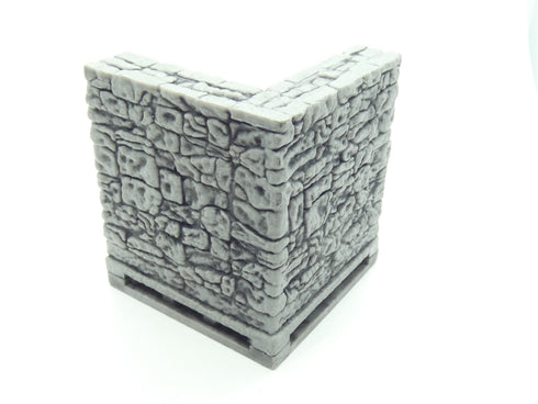 Wizkids 4D WarLock Tiles - Dungeon Full Height Walls set - 2” Stone Full Height Stone Inside Corner Walls