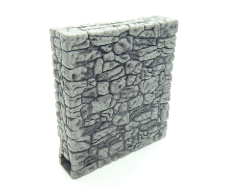 Wizkids 4D WarLock Tiles - Dungeon Full Height Walls set - 2” Stone Full Height Straight Walls with Accessory Port - Banner