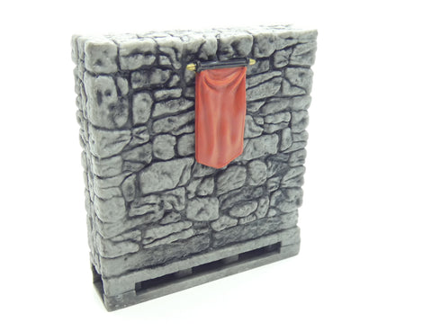 Wizkids 4D WarLock Tiles - Dungeon Full Height Walls set - 2” Stone Full Height Straight Walls with Accessory Port - Banner
