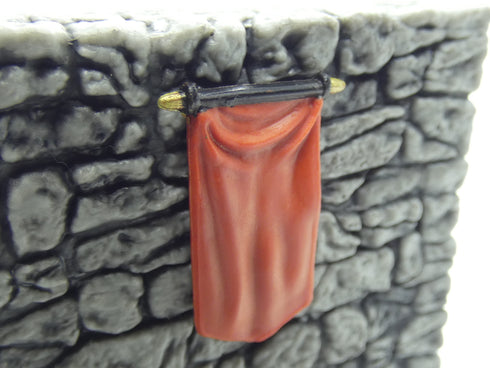 Wizkids 4D WarLock Tiles - Dungeon Full Height Walls set - 2” Stone Full Height Straight Walls with Accessory Port - Banner