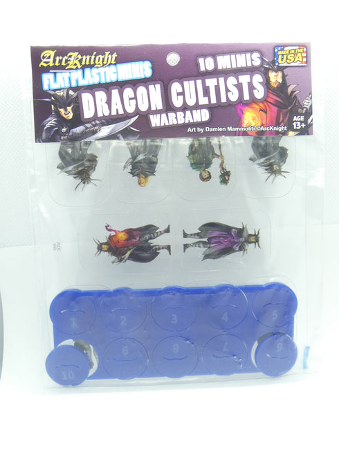 Arcknight Flat Plastic Miniatures - Dragon Cultists Warband - 10 2D Minis