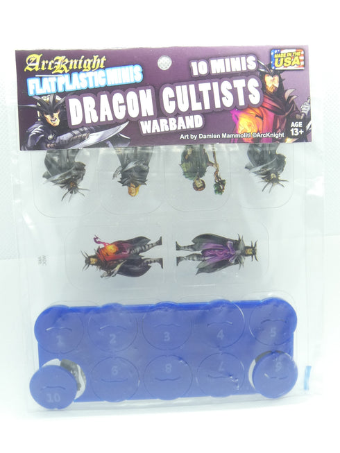 Arcknight Flat Plastic Miniatures - Dragon Cultists Warband - 10 2D Minis