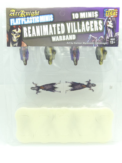 Arcknight Flat Plastic Miniatures - Reanimated Villagers Warband - 10 2D Minis