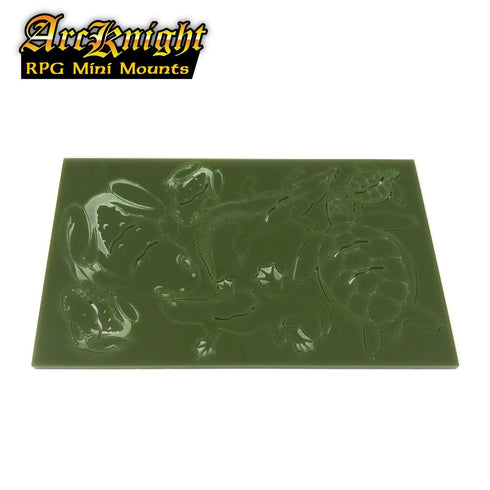 Arcknight Flat Plastic Miniatures - RPG Mini Mounts - Reptiles (Olive)