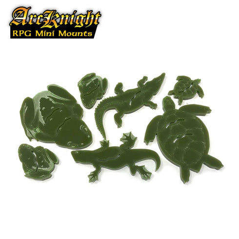 Arcknight Flat Plastic Miniatures - RPG Mini Mounts - Reptiles (Olive)