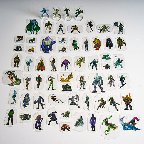 Arcknight Flat Plastic Miniatures - Supers! Set - 62 2D Minis