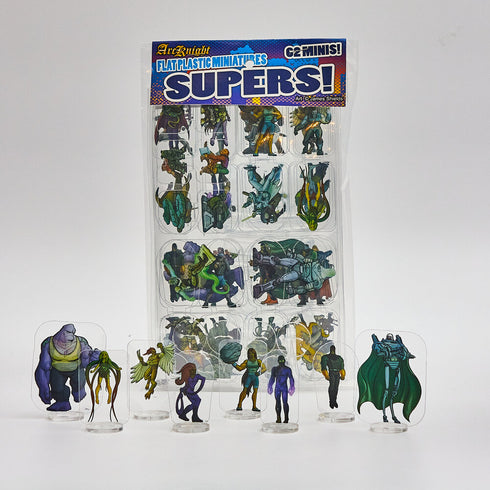 Arcknight Flat Plastic Miniatures - Supers! Set - 62 2D Minis