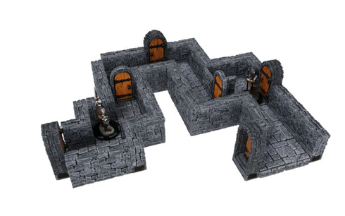 Wizkids 4D WarLock Tiles - 1 inch Dungeon Straight Walls (Prepainted)
