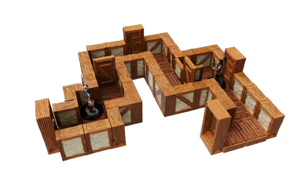 Wizkids 4D WarLock Tiles - Warlock Tiles - 1 inch Town & Village Straight Walls (Prepainted)