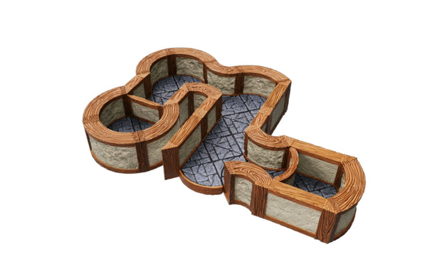Wizkids 4D WarLock Tiles - 1 inch Town & Village Angles & Curves (Prepainted)