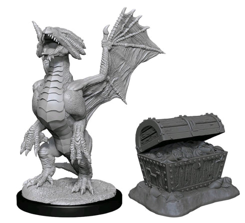 D&D Nolzur's Marvelous Miniatures - Bronze Dragon Wyrmling & Pile of Sea Found Treasure - Unpainted