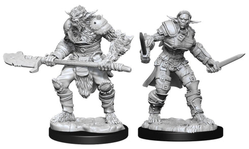 D & D Nolzur's Marvelous Miniatures - Bugbear Barbarian Male & Rogue Female - Unpainted