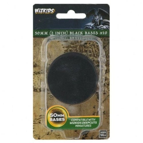 Wizkids Deep Cuts - 50 MM (2 inch) Black Bases x 10 - Unpainted