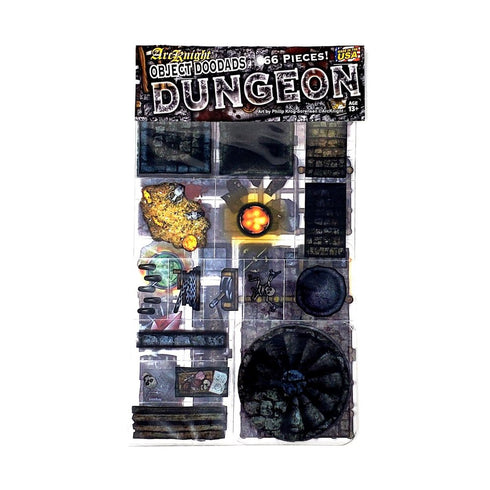 Arcknight Flat Plastic Miniatures - Dungeon - Roleplaying Objects 2.0 - 66 Pieces