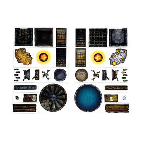 Arcknight Flat Plastic Miniatures - Dungeon - Roleplaying Objects 2.0 - 66 Pieces