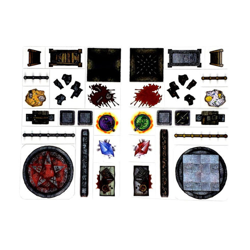 Arcknight Flat Plastic Miniatures - Dungeon - Roleplaying Objects 2.0 - 66 Pieces