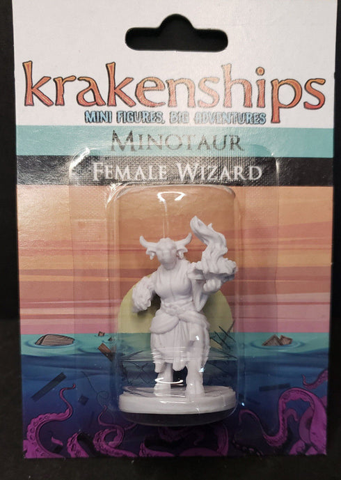 Krakenships Minotaur Female Wizard - Unpainted