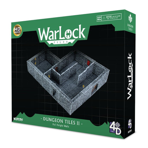 Wizkids 4D WarLock Tiles - Dungeon Tiles 2 Full Height Stone Walls Set (Prepainted)
