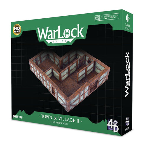 Wizkids 4D WarLock Tiles - Town & Village 2 Full Height Plaster Walls Set (Prepainted)