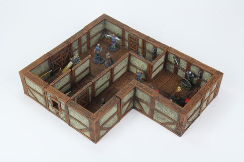 Wizkids 4D WarLock Tiles - Town & Village II Full Height Plaster Walls Expansion (Prepainted)