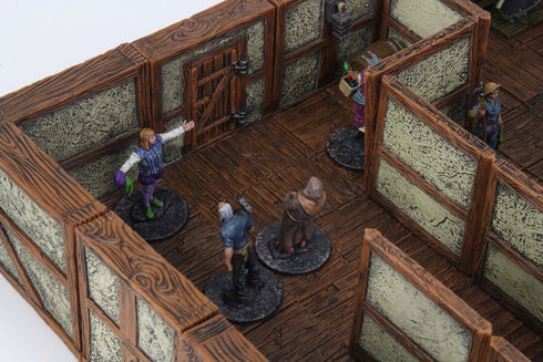 Wizkids 4D WarLock Tiles - Town & Village II Full Height Plaster Walls Expansion (Prepainted)