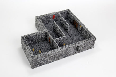 Wizkids 4D WarLock Tiles - Dungeon Tiles 2 Full Height Stone Walls Expansion (Prepainted)