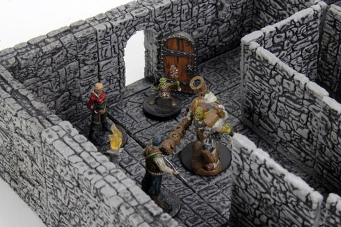 Wizkids 4D WarLock Tiles - Dungeon Tiles 2 Full Height Stone Walls Expansion (Prepainted)