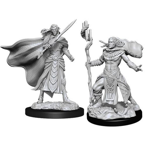 Magic the Gathering Unpainted Miniatures Elf Fighter & Elf Cleric